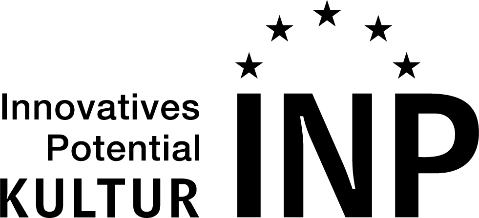 Logo von INP (Innovatives Potential Kultur) mit den Buchstaben INP und fünf darüber schwebenden Sternen.