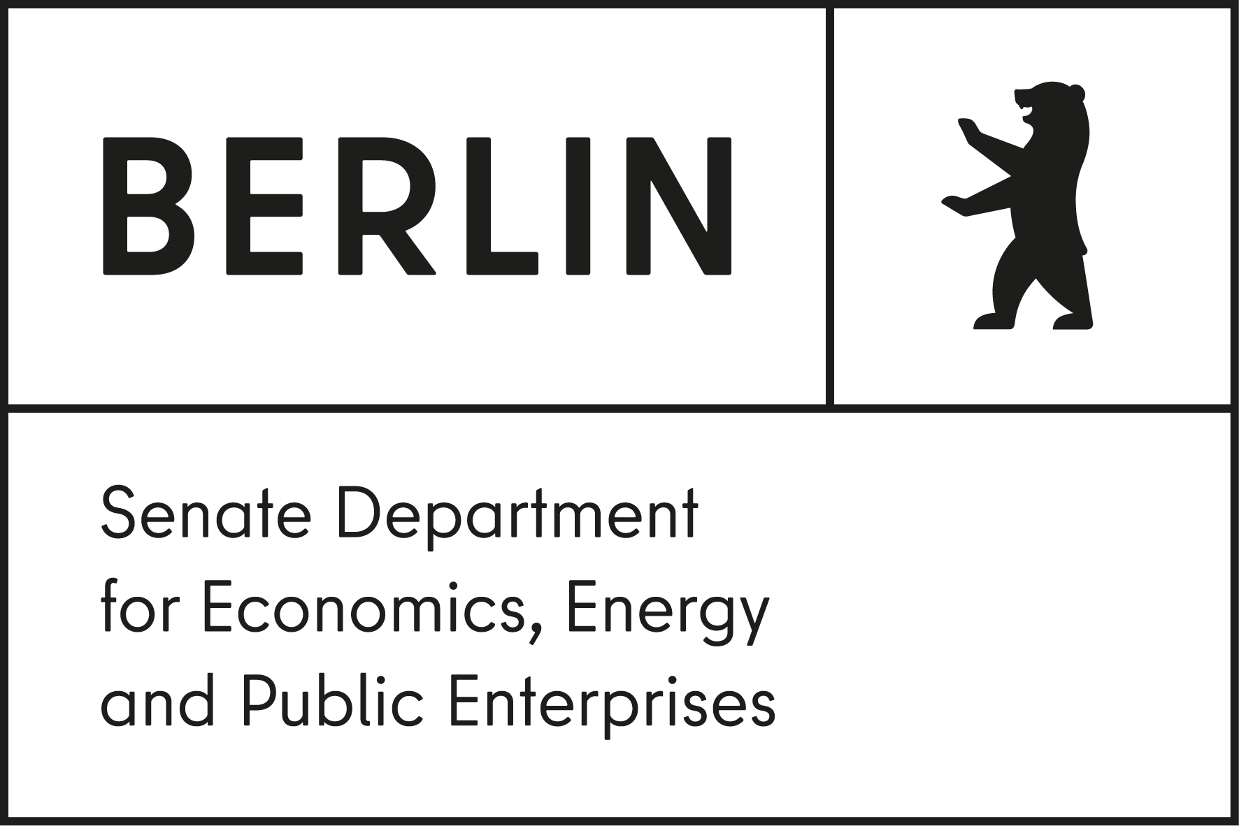 Logo of the Senate Department for Economics, Energy, and Enterprises in Berlin with a bear icon.