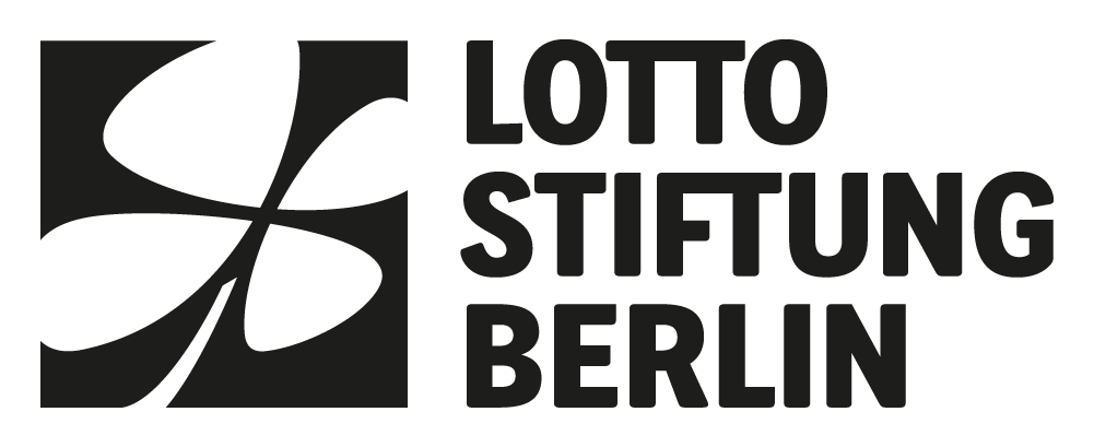 Logo der Lotto-Stiftung Berlin in Schwarz-Weiß mit stilisiertem Symbol und Schriftzug.