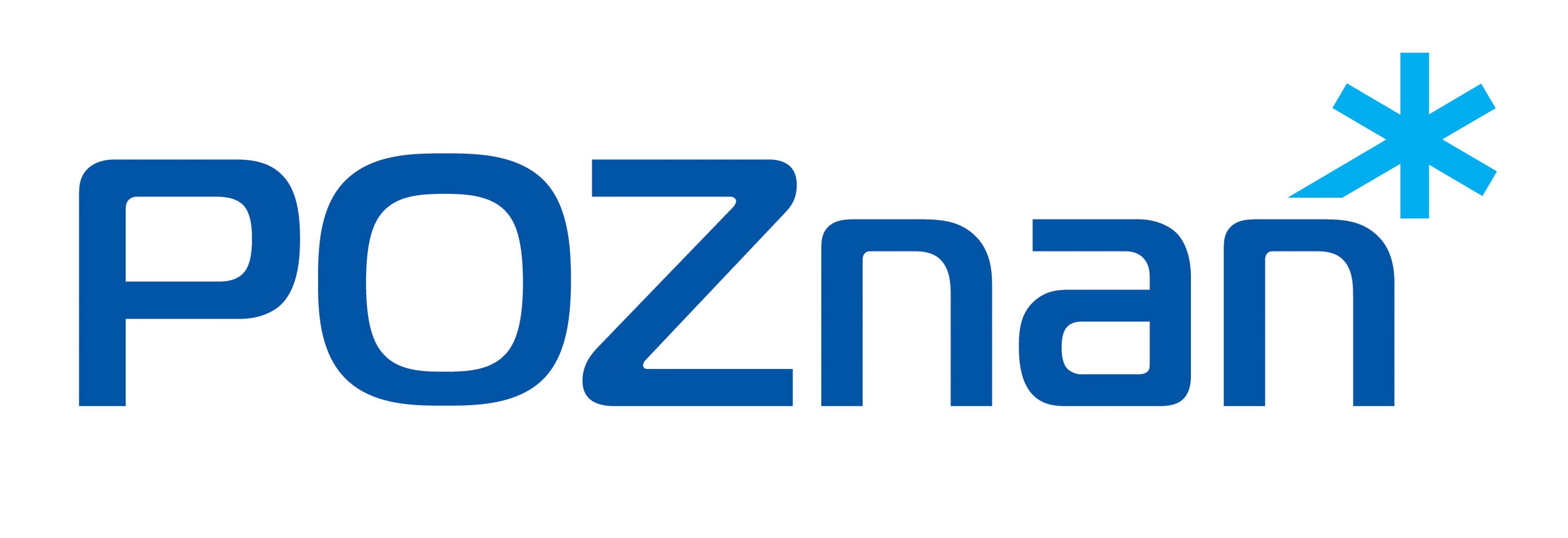 Logo von POZnan in blauer Schrift mit einem Stern-Symbol.