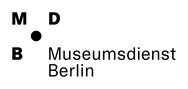 Logo des Museumsdienstes Berlin, bestehend aus den Buchstaben M, D und B sowie dem Namen in Schwarz.