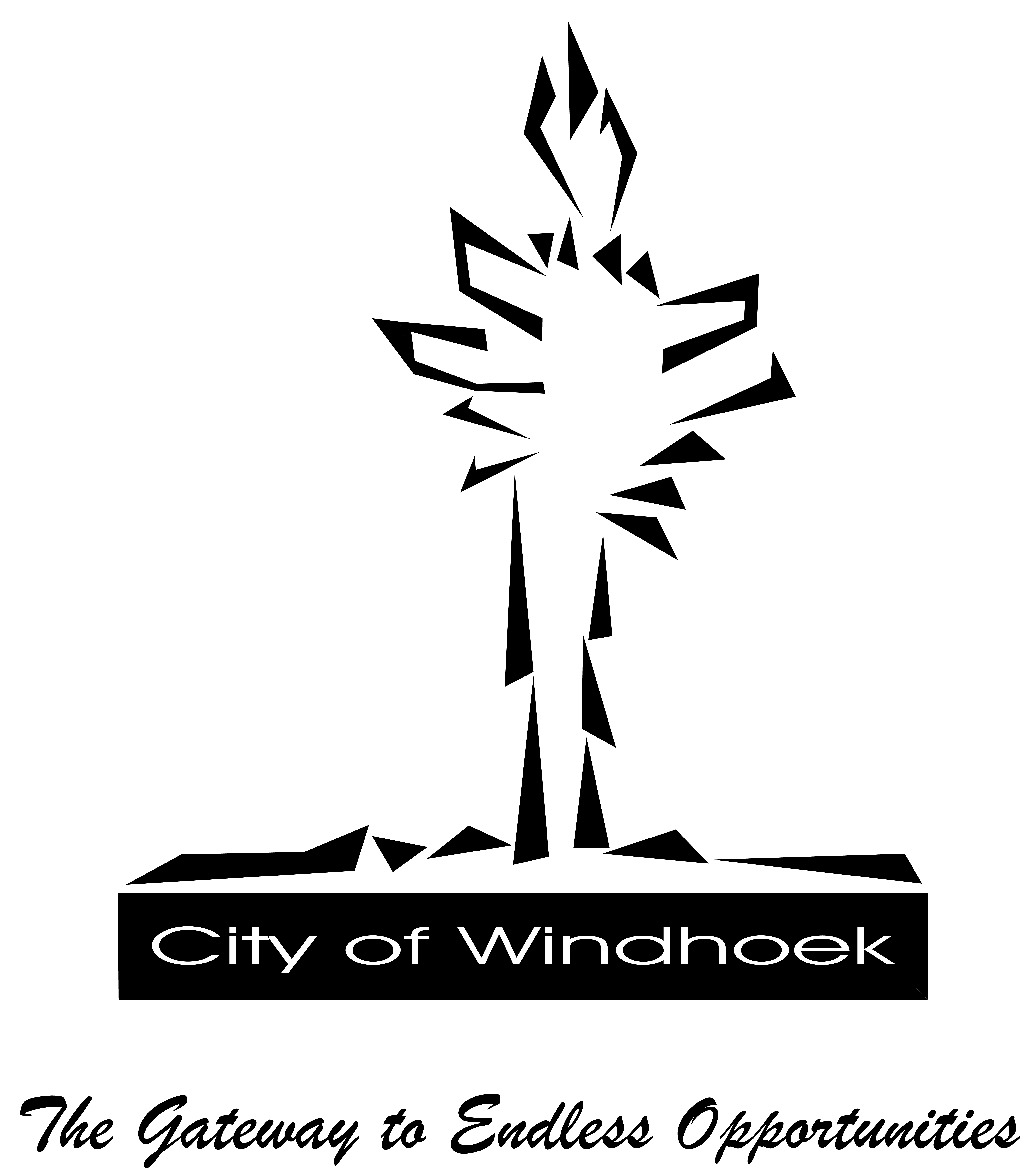 Schwarze Silhouette eines stilisierten Baumes auf einem weißen Hintergrund.